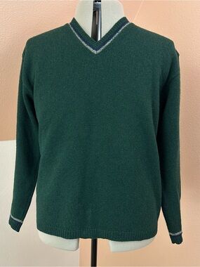 Vintage 90s Fargo Clothing & Supply Co V-Neck Sweater Mens XL Green 100% Wool